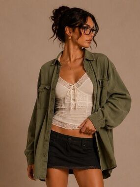 Wrangler Olive Green Oversized button up shirt